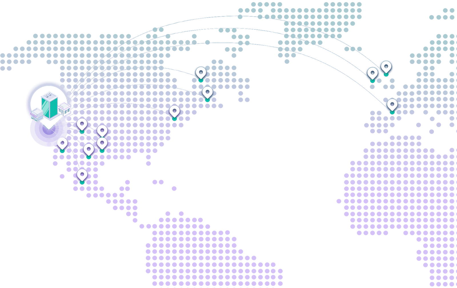 locations connected around the world