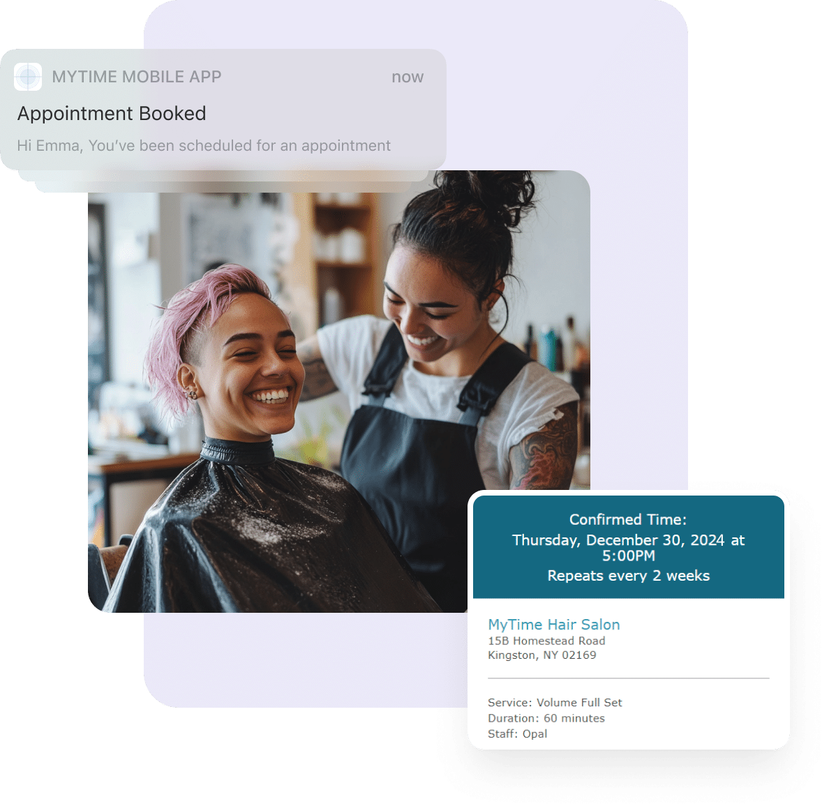 Guest App push notification confirming booked appointment