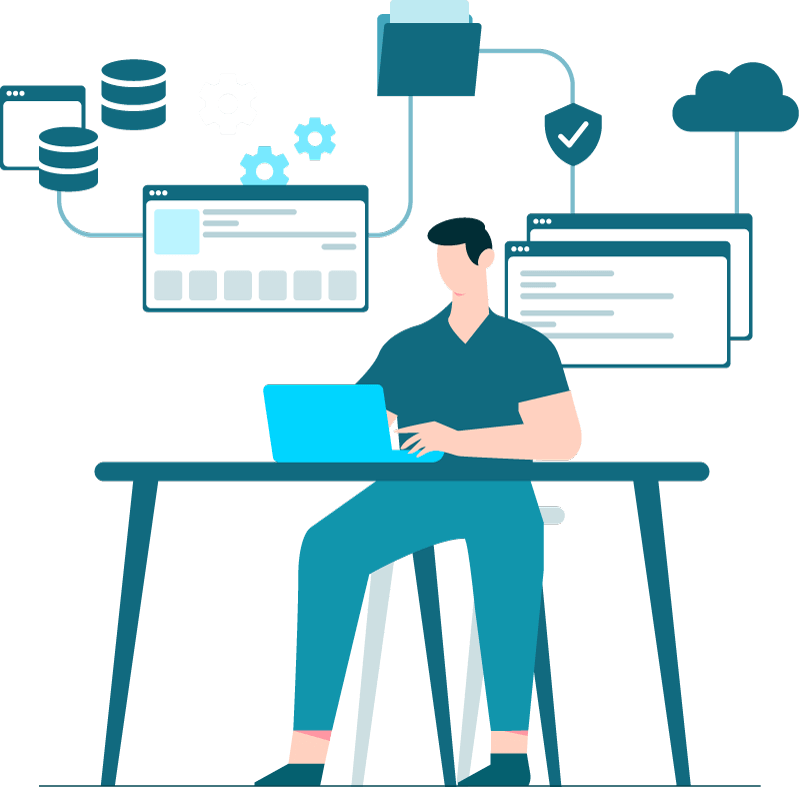 my-time-support-illustration illustration of person sitting at computer