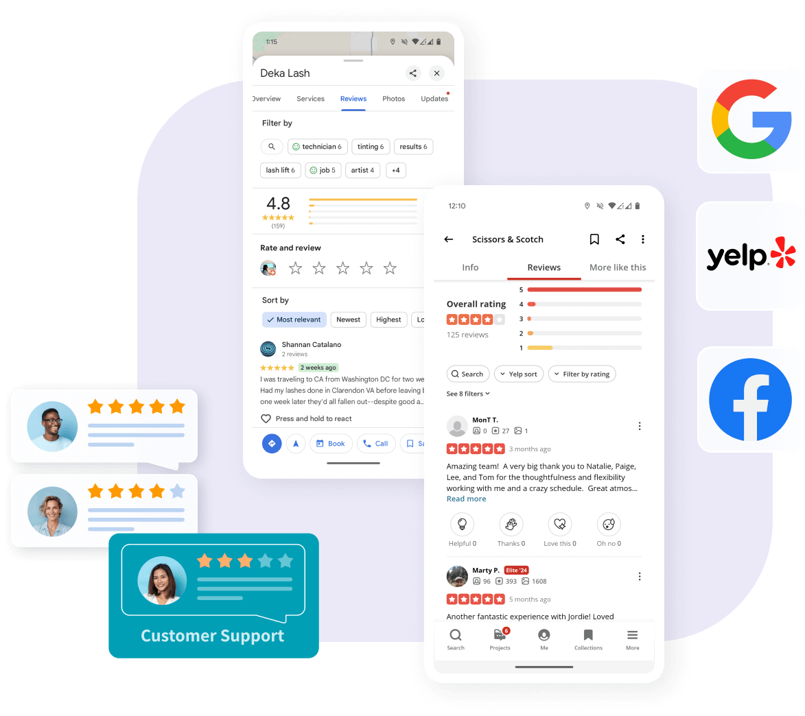 reputation management from Google, yelp, and Facebook reviews
