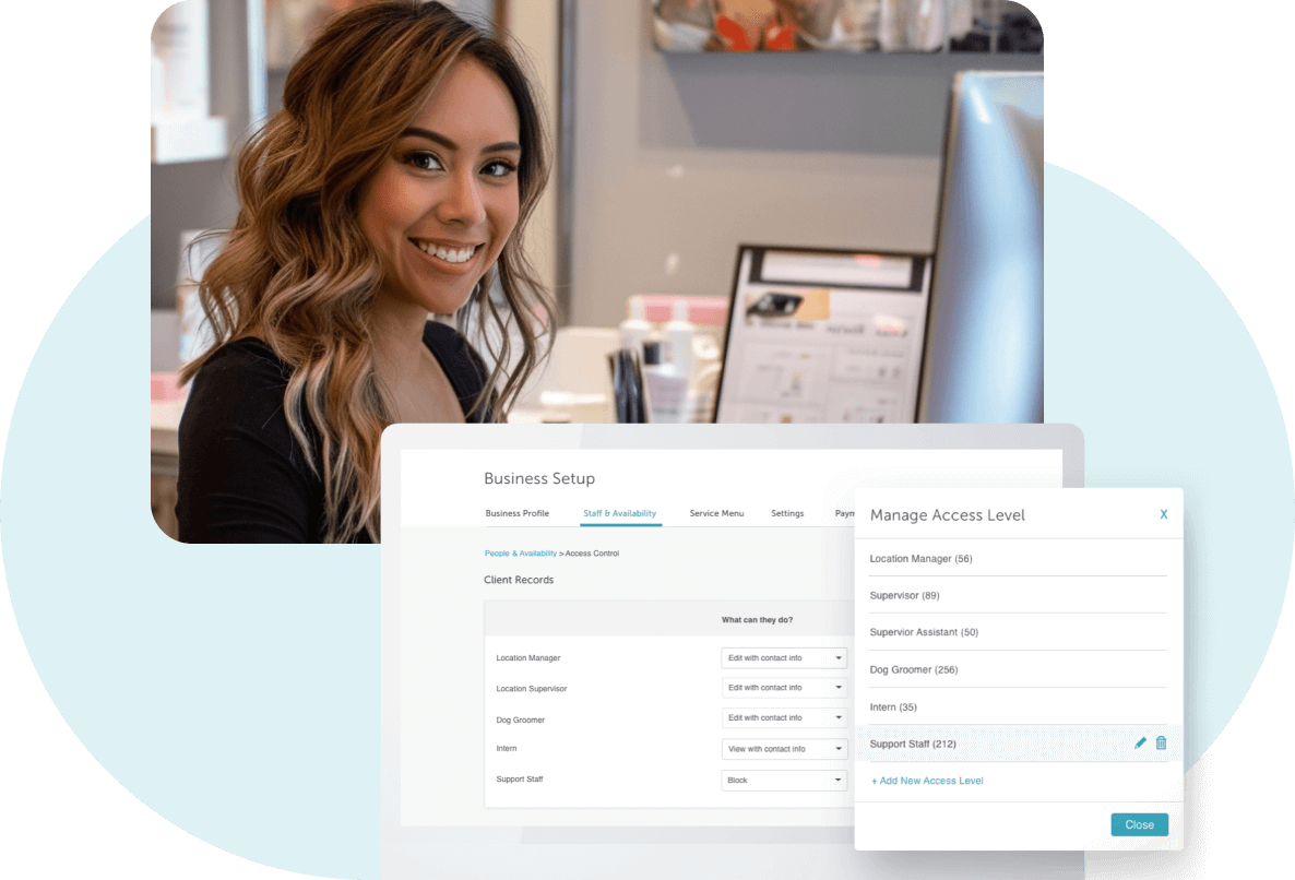 Manage staff access levels